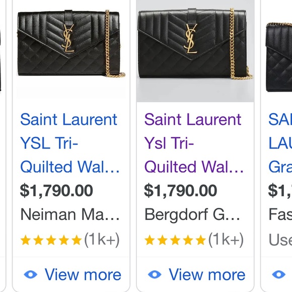 SOLD🔥Authentic! New! Yves Saint Laurent Tri-Quilted Wallet on chain - Picture 7 of 13
